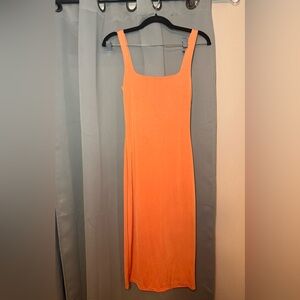 Orange midi dress